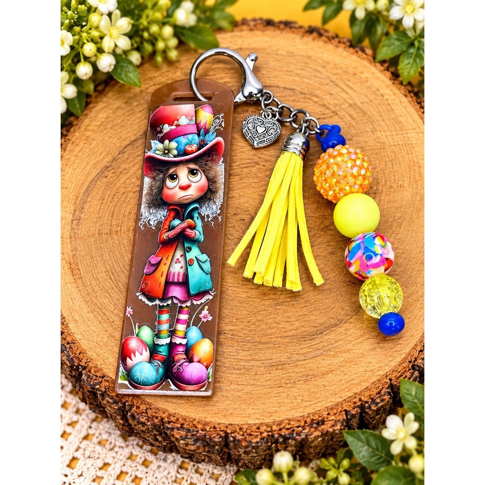 Whimsical Acrylic Brown Keychain Tassel Bead Charm 2